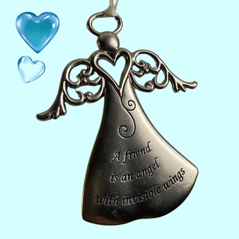 Friendship Angel Silver Ornament with String
